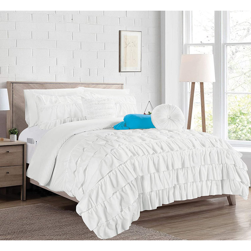 Elegant Comfort Ring Stitch Comforter, King Comforter + 9 Additional Pieces, White