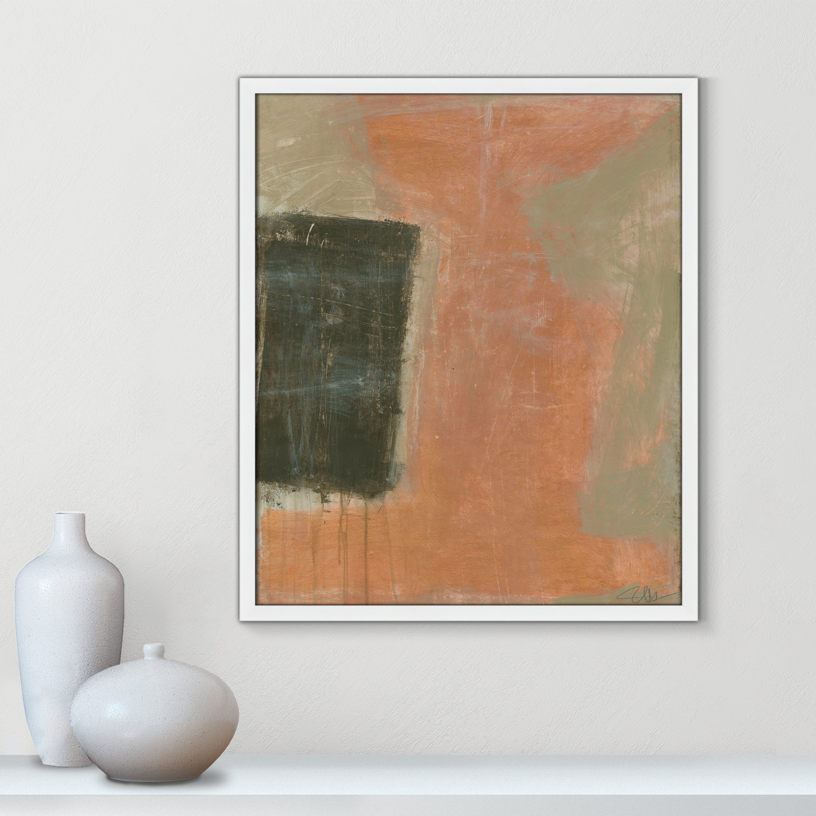 Anali "Autumn Sandbox" Painting, 25.5" H x 21.5" W x 0.75" D, Satin White