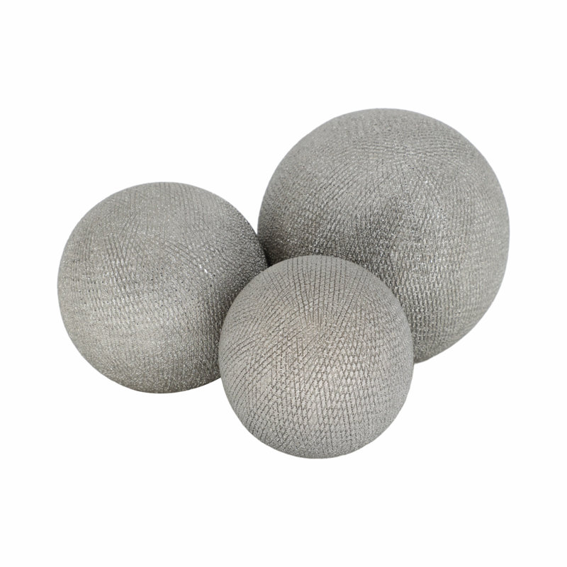 Set of 3 Decorative Contemporary Orbs, 6" H x 6" W x 6" D