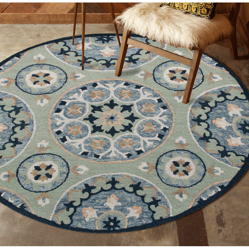 Tapis rond en laine avec envers antidérapant Borlaug, Rond 7 pi 3 po