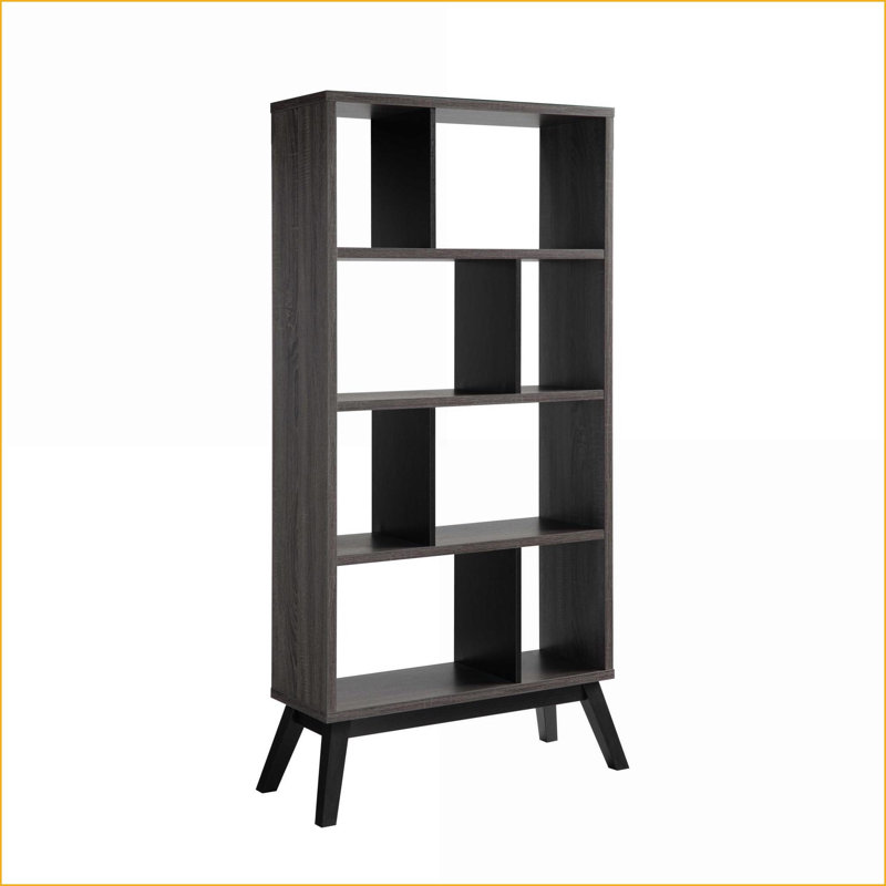 Bibliothèque, Mid-Century moderne 4 niveaux gris vieilli | Panneau de particules | Gris