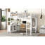 Grand lit mezzanine en métal avec garde-robe et bureau, blanc, uni, peu encombrant, facile à assembler pour les adolescents et les adultes, taille, garde-robe, robuste, économie-359131881