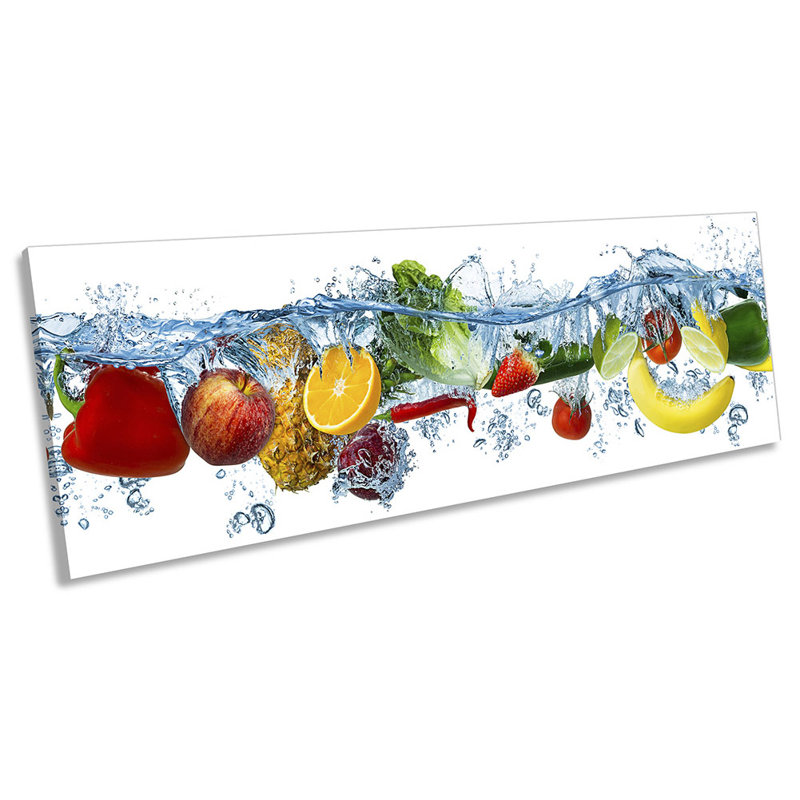 Fruit Water Splash Kitchen - Wrapped Canvas Panoramic Print, 40.64cm H x 121.92cm W x 2cm D