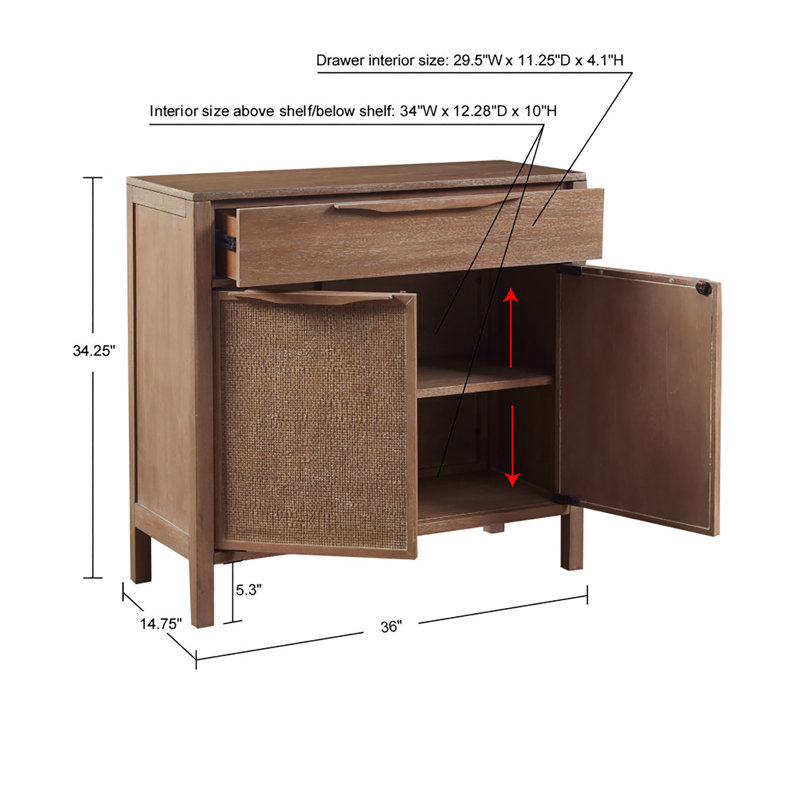 Commode d'appoint tissée 2 portes Bracha