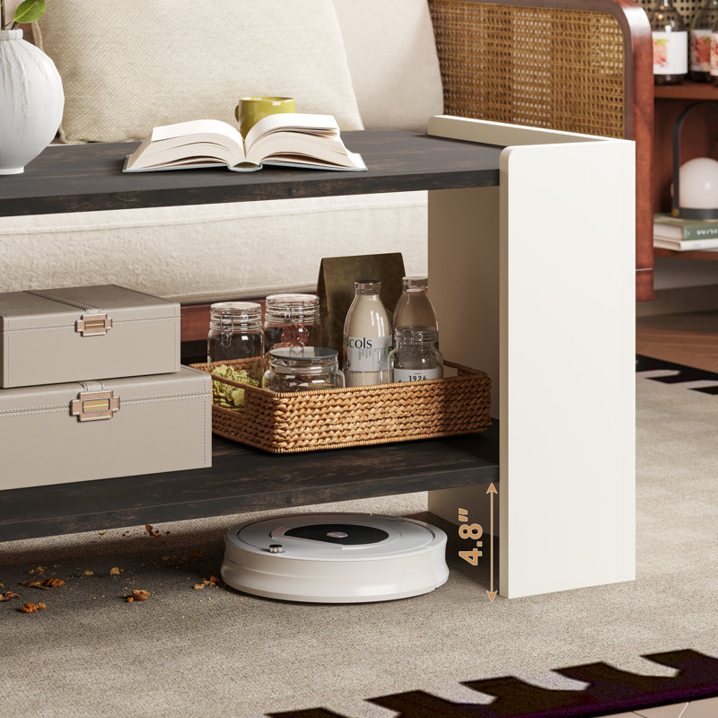 Torron Modern Coffee Table with Storage, Black/White