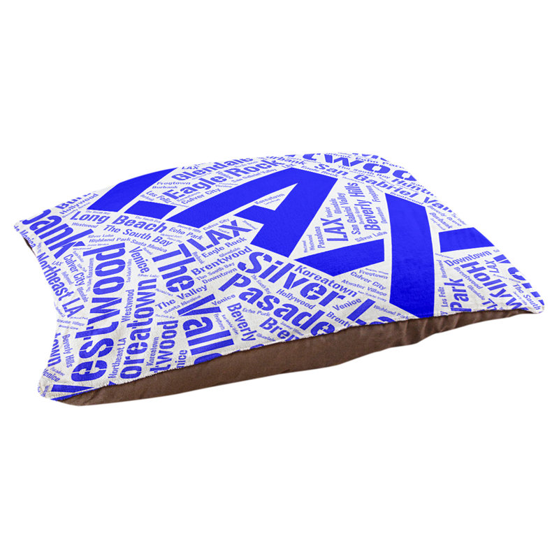 Coussin de chien « districts », Los Angeles, Moyen (H 9,5 po x l 28 po x P 18 po), Bleu
