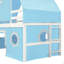 Lit mezzanine simple avec tente et tour à glissière bleue