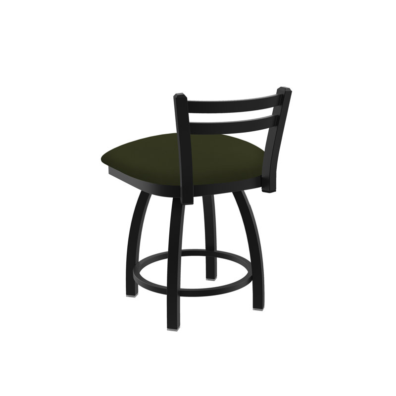 Tabouret de coiffeuse en métal Jackie, Noir froissé, Vinyle - Pin Canter