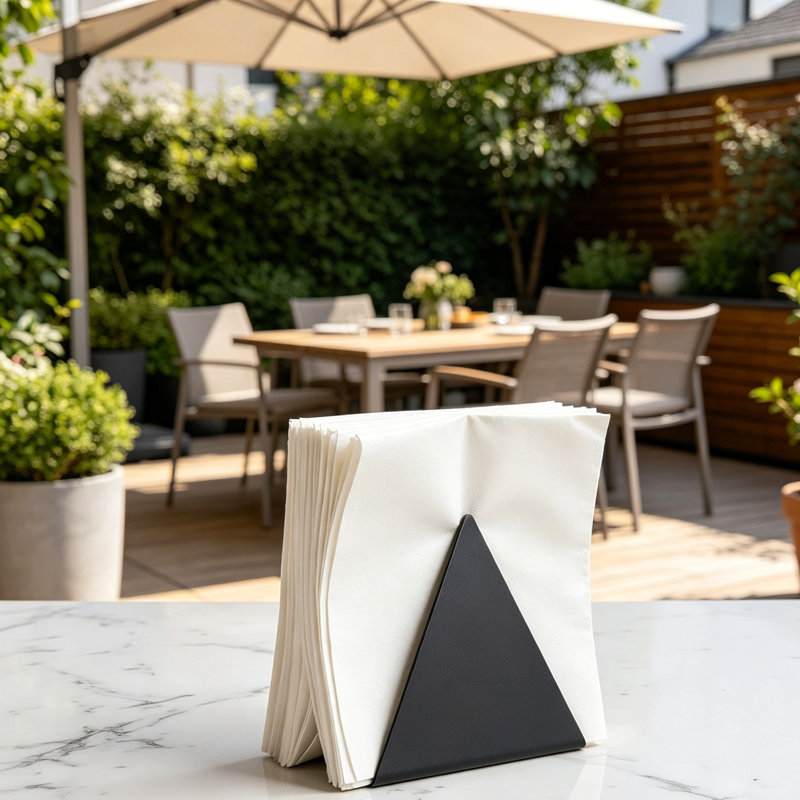 Porte-serviettes de table en métal noir auto-ajustable - Distributeur de comptoir en acier thermolaqué avec ouverture facile à remplir, conception minimaliste moderne pour le plateau de table de cuisine