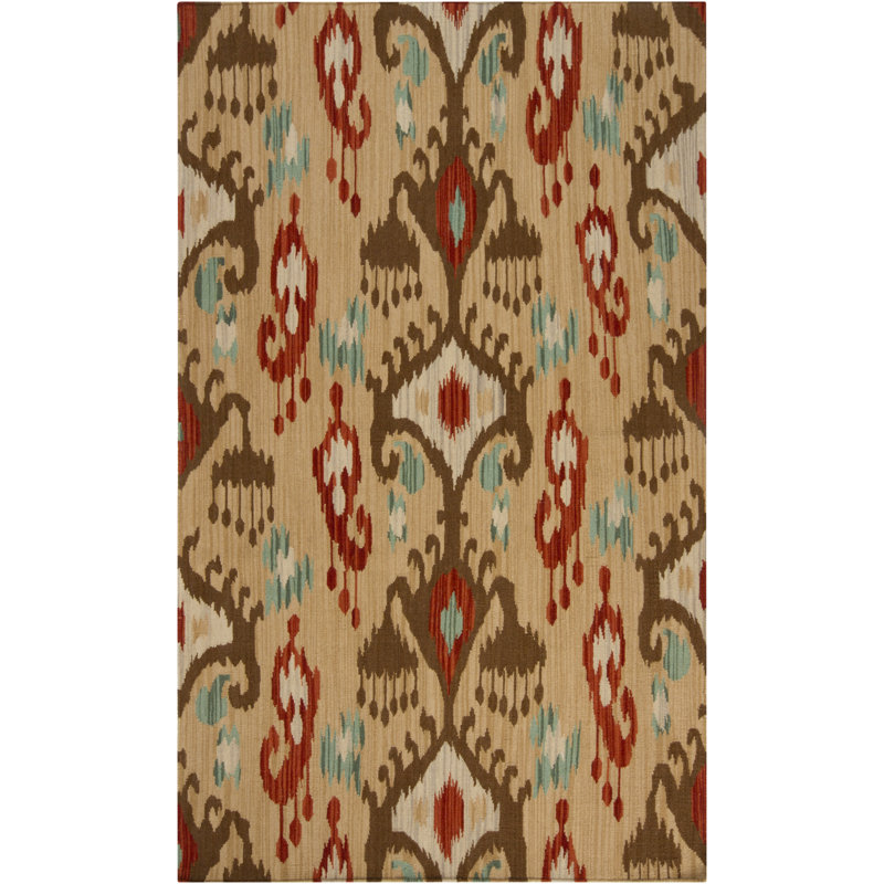 Tapis beige/brun en laine handwoven à tissage plat Glasco, Rectangle 2 pi x 3 pi