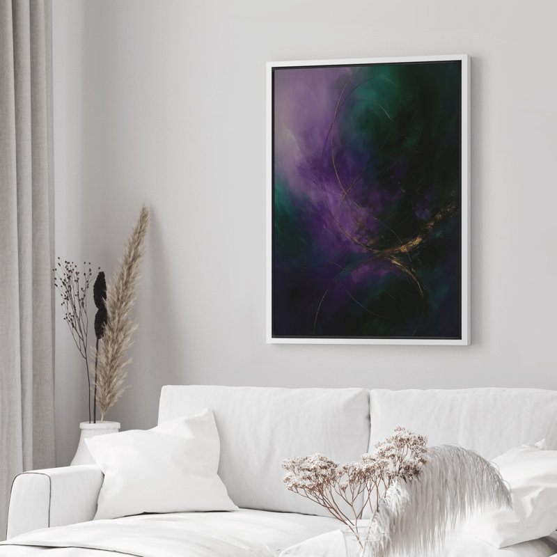 Reproduction d'art abstrait sur toile encadrée pour décoration intérieure moderne, H 36 po x l 24 po, Blanc