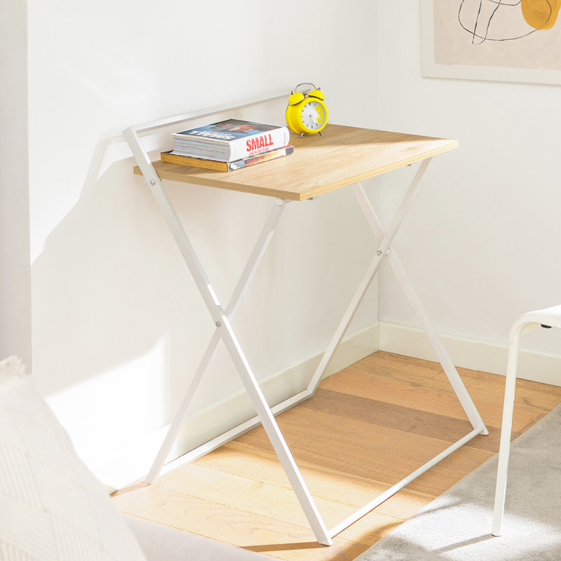 Foldable Plastic / Acrylic Computer Desk, White, Nature