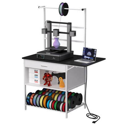 Organisateur de rangement pliable pour imprimante 3D avec étagères en métal robuste avec dimensions de 41,5 po x 23,6 po x 58,1 po