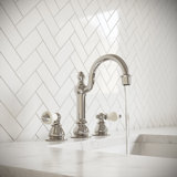 High Arc Torch Widespread Bathroom Faucet with Drain Assembly