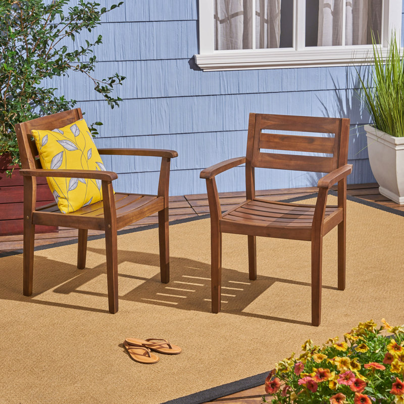 Chaise de salle à manger pour patio extérieur, ensemble de 2