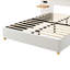 Grand lit tapissier en velours beige