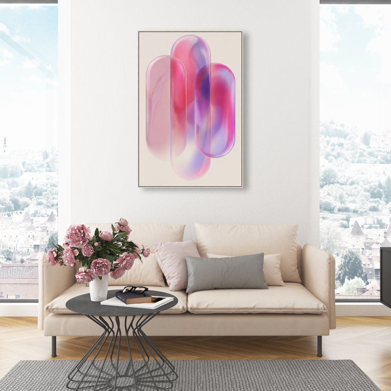 Pink Topaz Gradient Print by Oliver Gal, 46"H x 31"W, Silver Floater Frame
