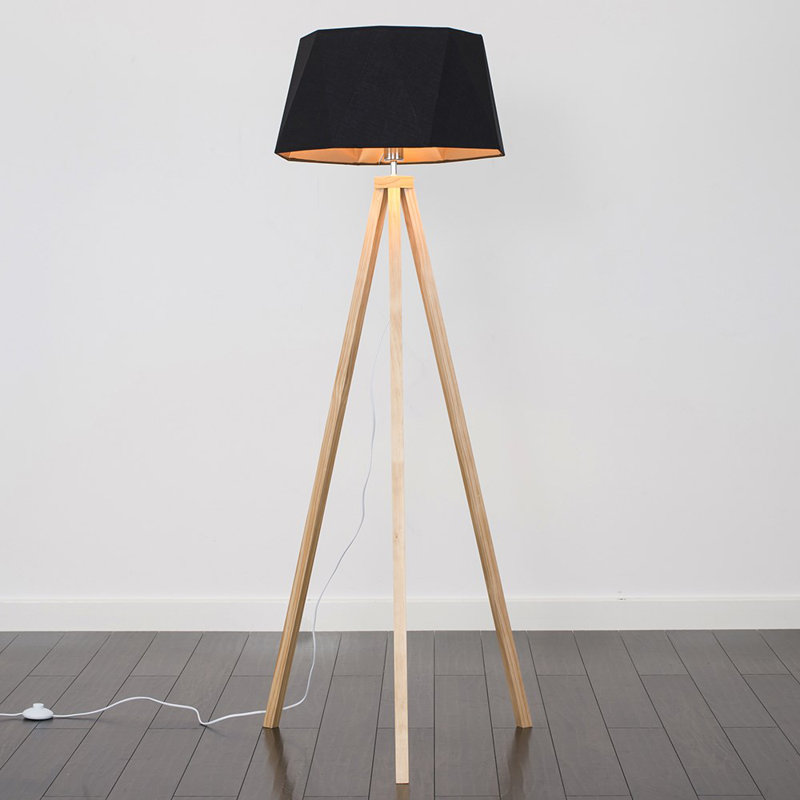 Mejias 150cm Tripod Floor Lamp, Black, Yes, Brown