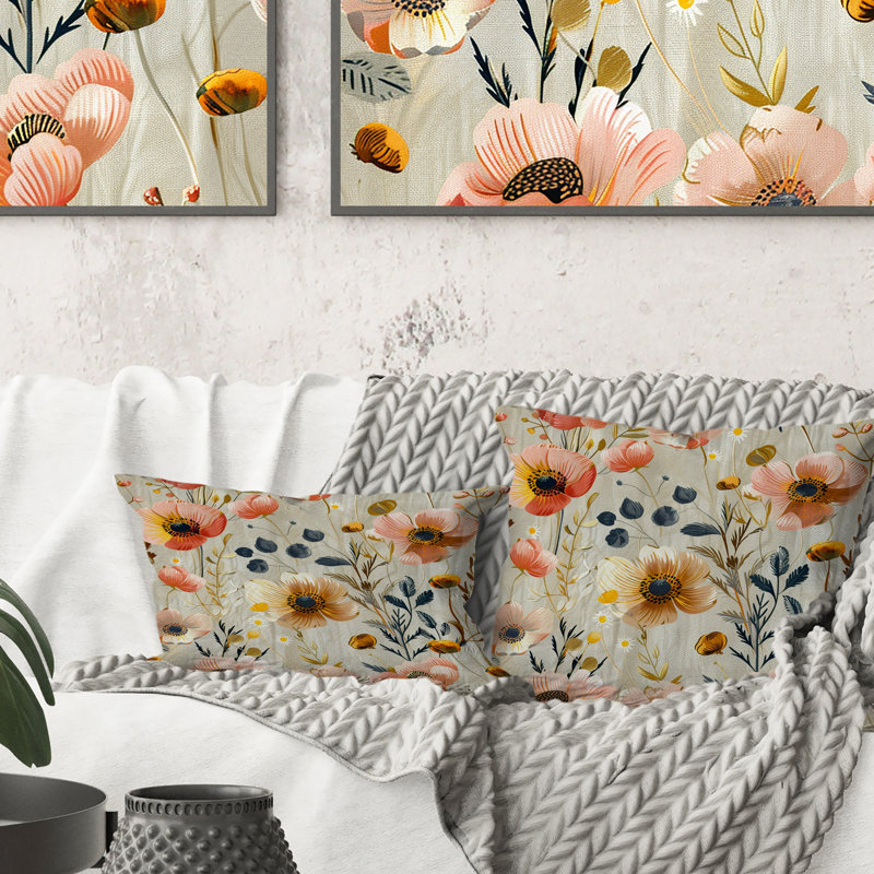 Coussin lombaire pastel rose rosé Blooms IV