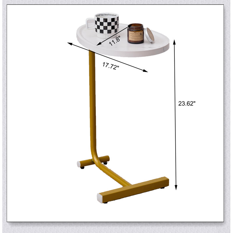 Table d'appoint blanche en forme de C, petit canapé pour canapé et chambre à coucher, design polyvalent et élégant