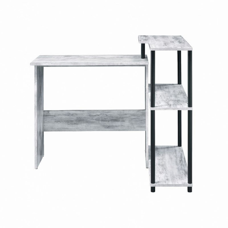 Bureau d'écriture rectangulaire avec tablette latérale, Blanc antique
