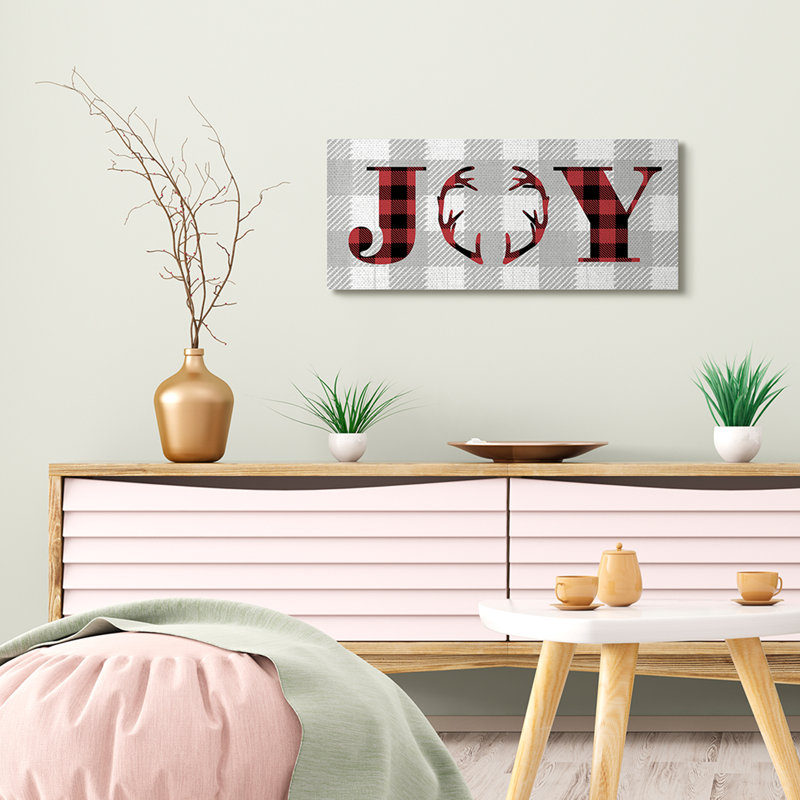 Reproduction d’art graphique en forme de coussin de style Buffalo en forme de « Joy », Toile, H 30 po x l 13 po x P 1,5 po