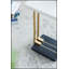 Table d'appoint artistique en aluminium et marbre en forme de C 12,5 x 12 x 22 po, blanc / or / noir