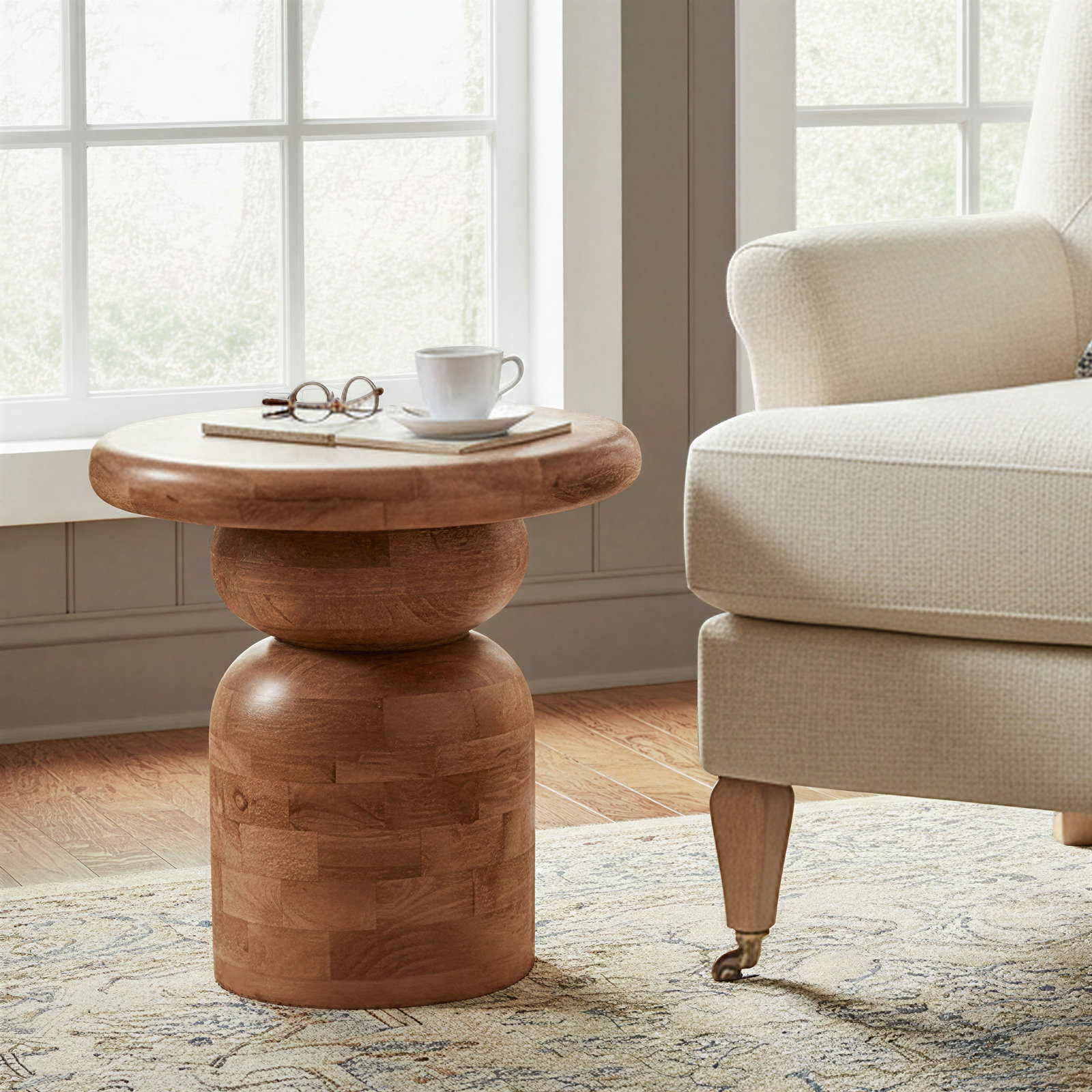 Kashida 18" Mango End Table, Walnut