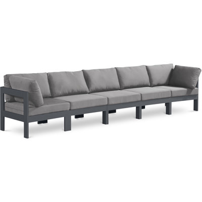 Kylis 150'' Wide Aluminum Patio Sofa with Cushions