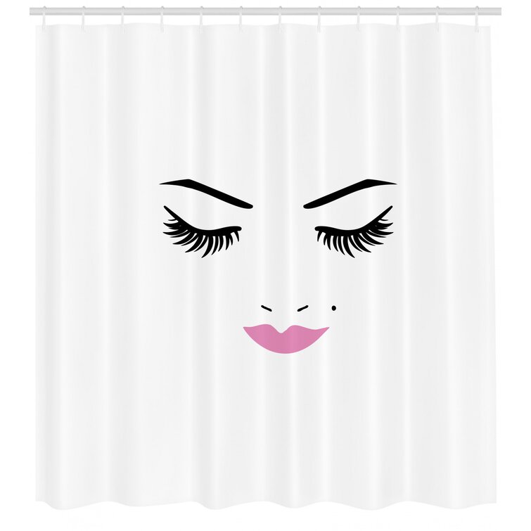 Eyelash Shower Curtain Set + Hooks East Urban Home Size: 70 H x 69 W