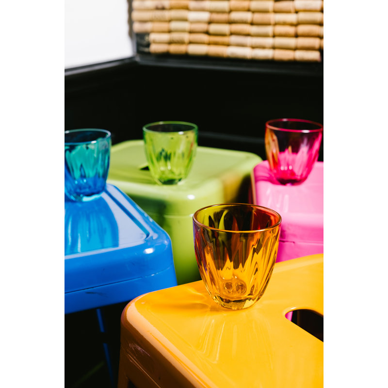 Colorful 9oz Ribbed Stemless Glassware Set of 4