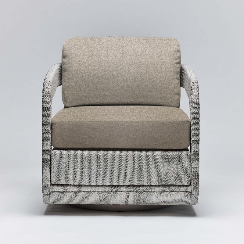 Harbour Swivel Armchair, Gray Ceruse, Pebble Chenille