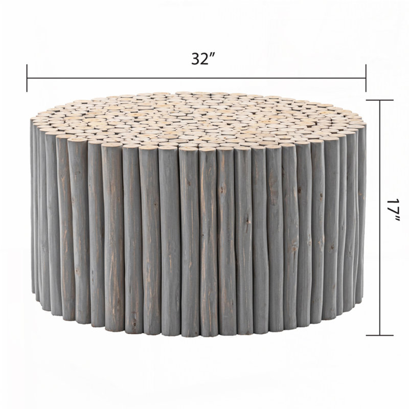 Table basse ronde fabriquée à la main, Gris