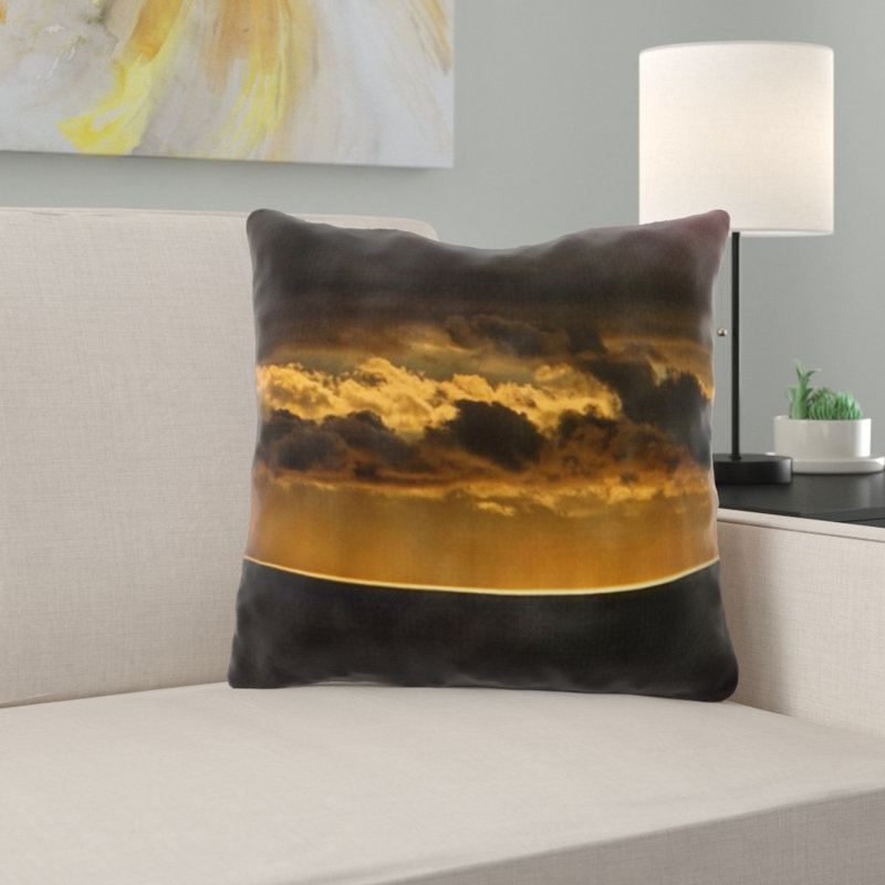 Coussin décoratif sea, Noir / mer orange