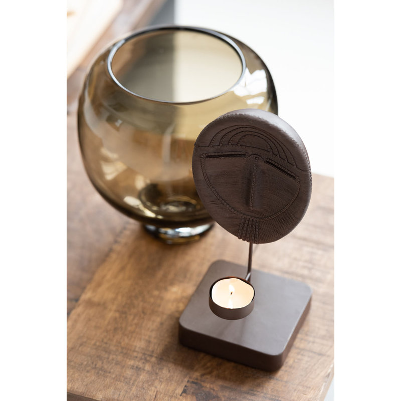 Bateman Glass Table Vase 1, 14cm H x 14cm W x 14cm D, Dark Brown