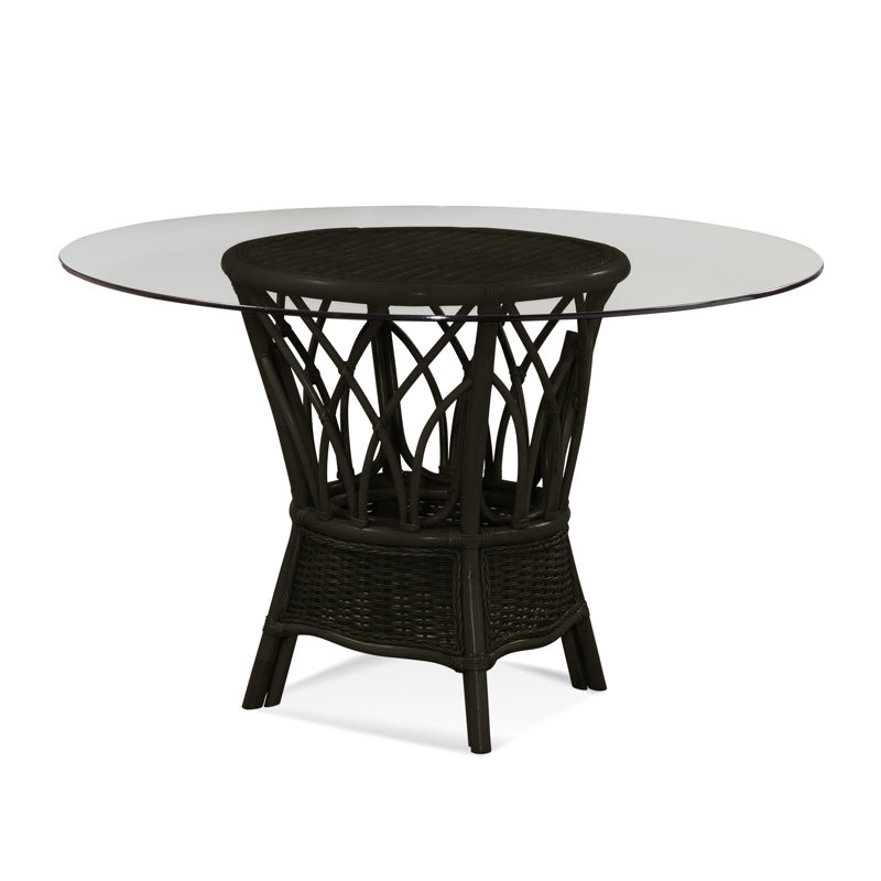 Everglade Round Glass Dining Table, Java, 29.5" H x 48" W x 48" L