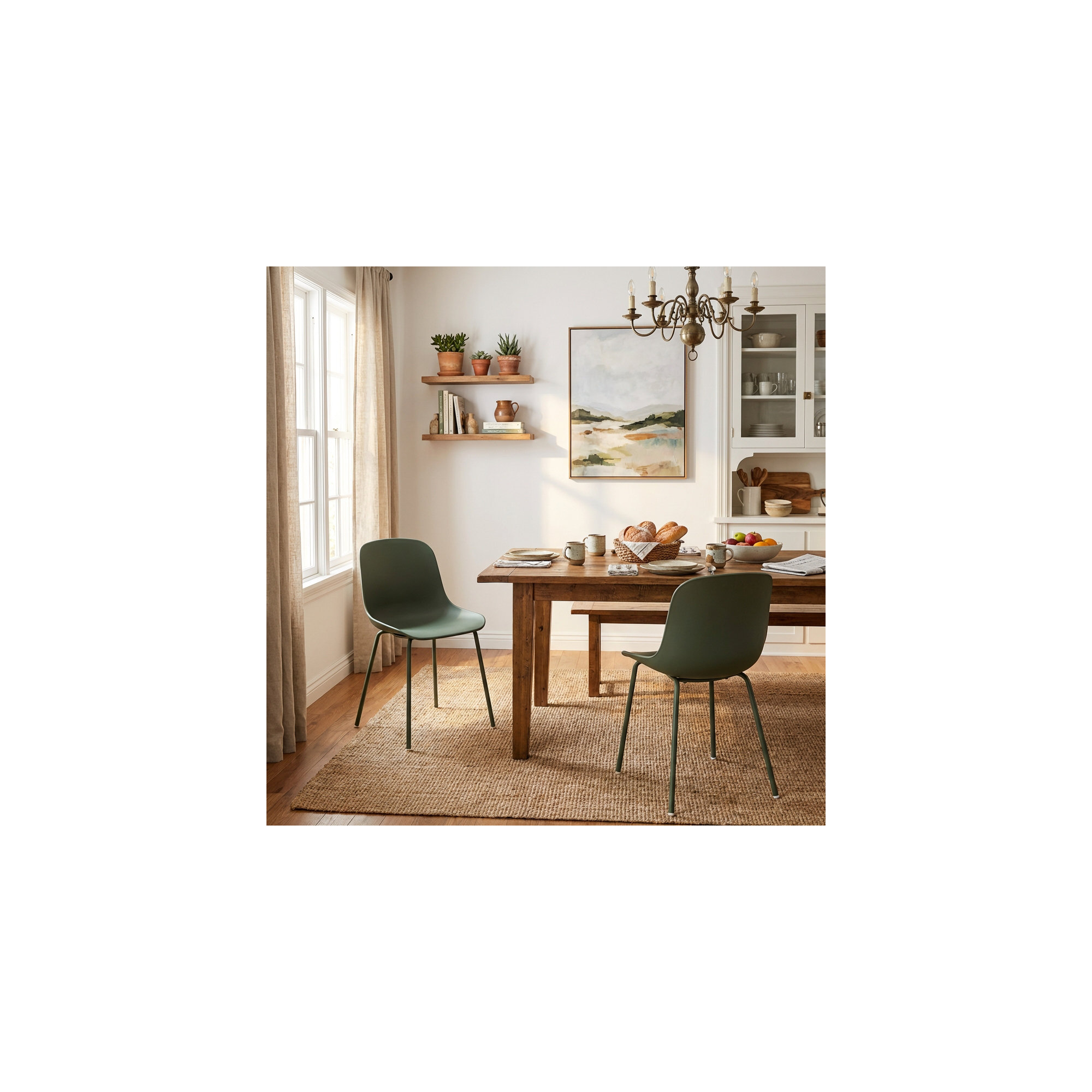 Meli Armless Dining Chairs, Green