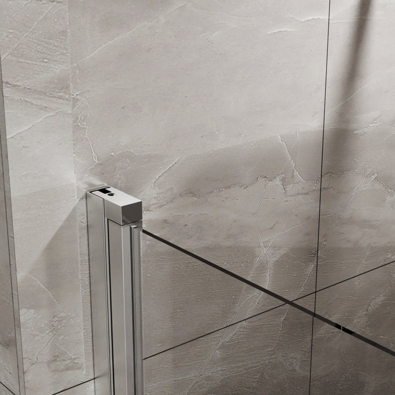34"x72" Tempered Glass Shower Pivot Door, , Semi-, Magnetic Closure, 180° Swivel Water- Finish 34"x72", 1/4" Glass, 90° Door Stopper,