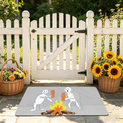 Indoor Outdoor Campfire Sausage Entry Mat, 24"x 36", Gray & Orange