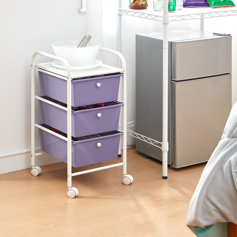 Commode de rangement à 3 tiroirs Suprima, Mauve