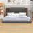 Floor Upholstered Platform Bed With Extended Wood Headboard & Bedside Shelf