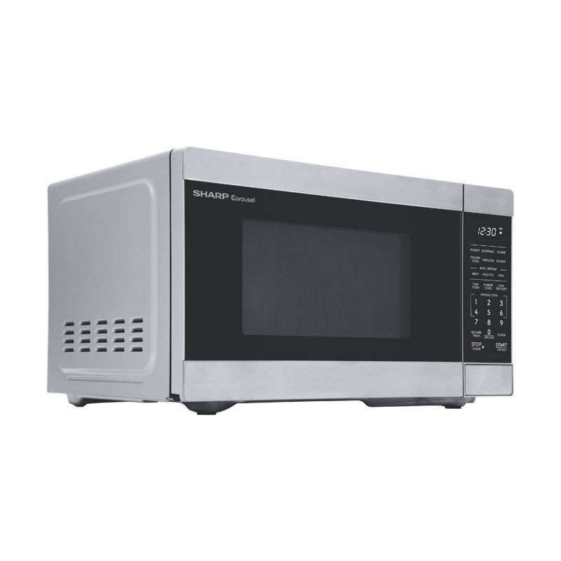Four à micro-ondes de 700 watts avec comptoir de plus de 700 watts avec plaque de cuisson, cuisinière express, dégivrage automatique, plaque tournante Carousel®, affichage à DEL blanc, acier inoxydable Sharp SMC0762KSC