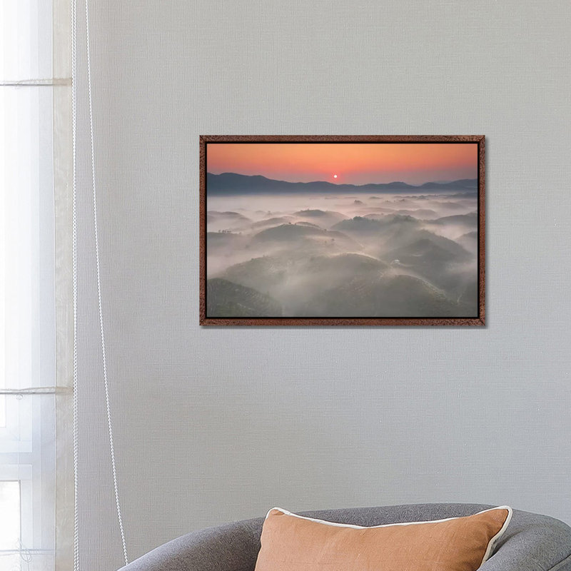 Sunrise In Highland by Trung Pham - Floater Frame Gallery-Wrapped Canvas Giclée on Canvas, Brown