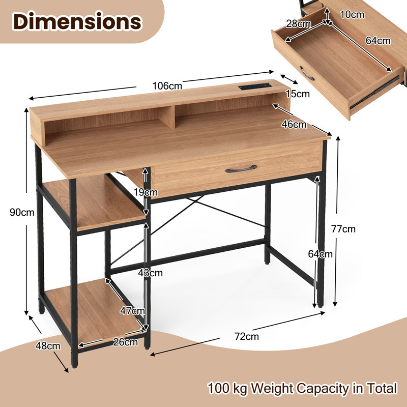 Metal Base Computer Desk