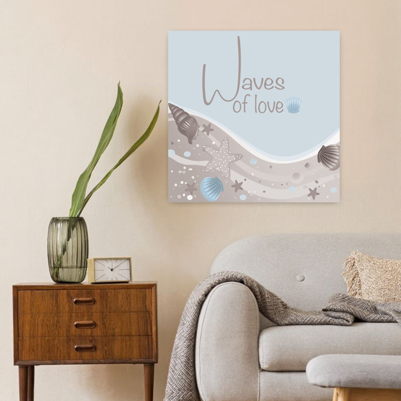 Vagues d'amour, art côtier fantaisiste, H 24 po x l 24 po