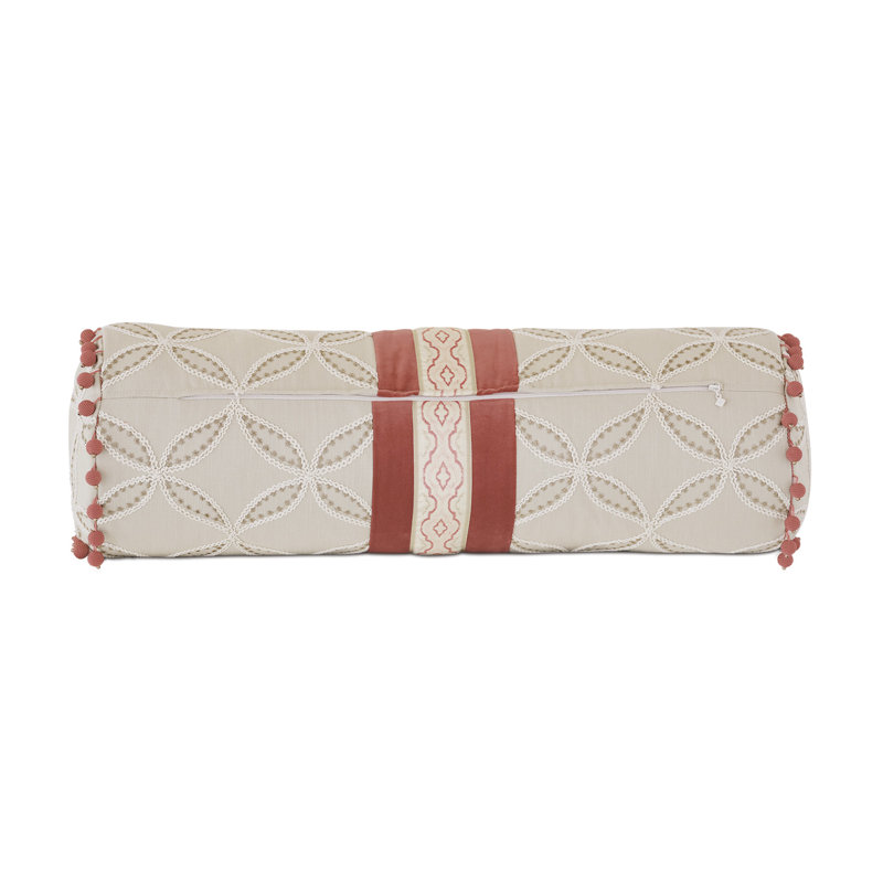Rena Fringed, Appliqued, Embroidered, Textured Down Reversible Throw Pillow