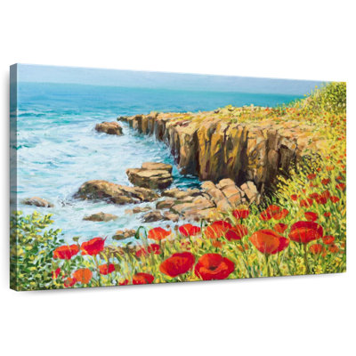 Gillard Seascape Poppies Painting