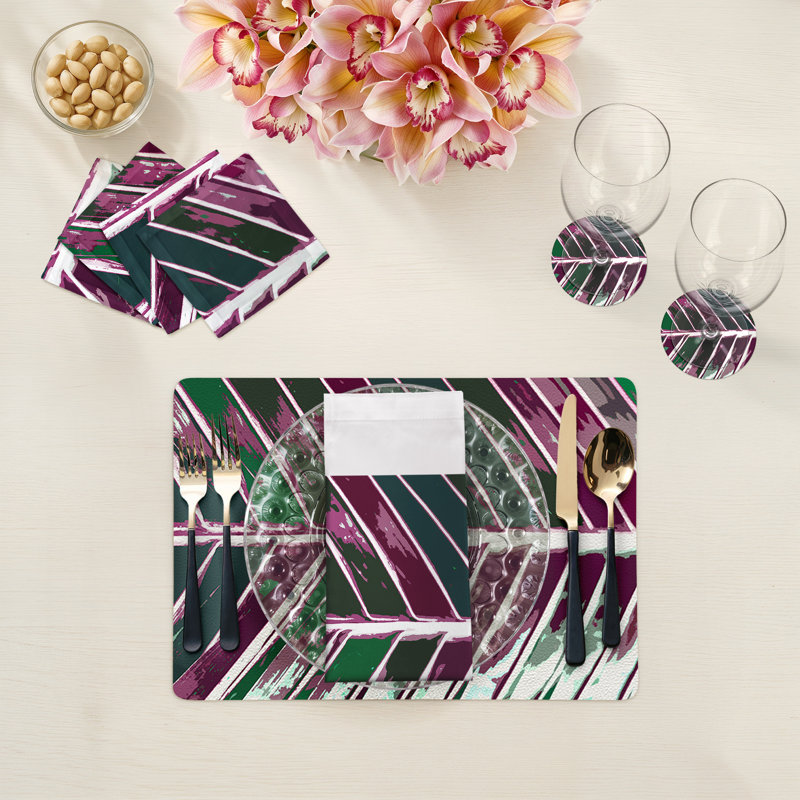Sous-verres ronds en cuir tropical, Magenta