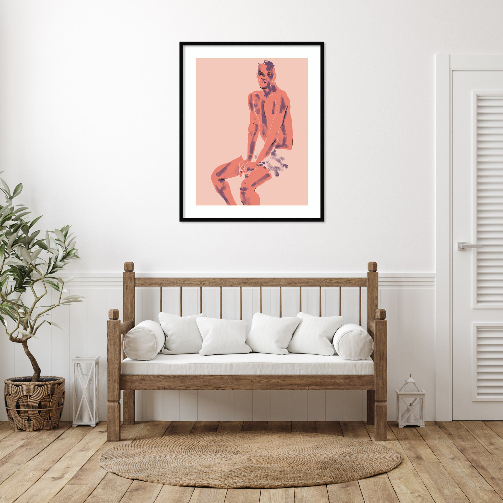 A Man Posing by Francesco Gulina Wood Framed Wall Art Print, Black, 41" H x 33" W