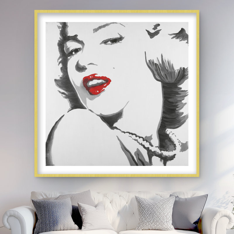 Marilyn Monroe, impression de style contour - Décoration rétro encadrée, H 48 po x l 48 po